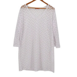 White Eyelet Swim Cover Womens Sheer Resort Beach Vacation Cruise Pool One Size